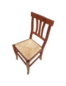 MOBILI 2G -  SET 2 SEDIE TRE STECCHE LEGNO SEDUTA PAGLIA TINTA NOCE