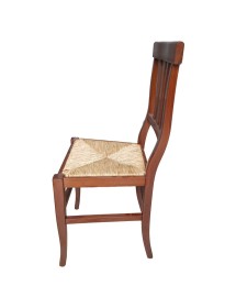 MOBILI 2G -  SET 2 SEDIE TRE STECCHE LEGNO SEDUTA PAGLIA TINTA NOCE