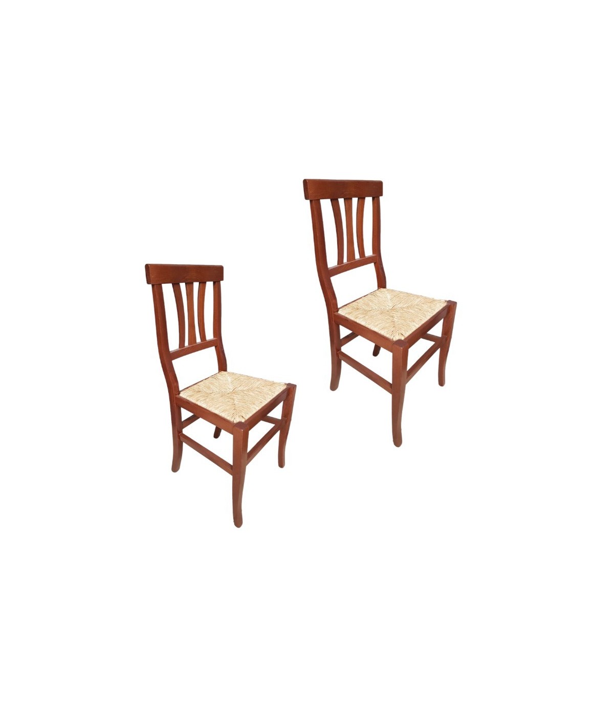 MOBILI 2G -  SET 2 SEDIE TRE STECCHE LEGNO SEDUTA PAGLIA TINTA NOCE
