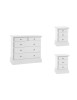 MOBILI 2G - Gruppo 1 Cassettiera 2 Comodini shabby bianco opaco vista frontale