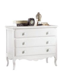 MOBILI 2G - Gruppo 1 Cassettiera 2 Comodini shabby bianco opaco VISTA FRONTALE