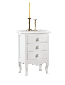 MOBILI 2G - Gruppo 1 Cassettiera 2 Comodini shabby bianco opaco VISTA FRONTALE