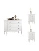 MOBILI 2G - Gruppo 1 Cassettiera 2 Comodini shabby bianco opaco VISTA FRONTALE