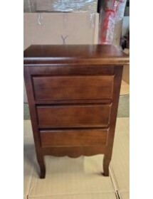 MOBILI 2G - Gruppo 1 Cassettiera 2 Comodini arte povera tinta noce vista frontale cassetti aperti