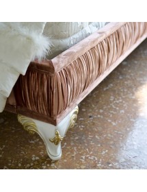 MOBILI 2G - Letto matrimoniale Classico veneziano Legno Bianco Argento oro 184x210 vista frontale