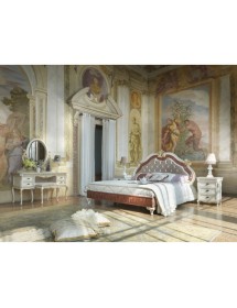 MOBILI 2G - Letto matrimoniale Classico veneziano Legno Bianco Argento oro 184x210 vista frontale