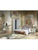 MOBILI 2G - Letto matrimoniale Classico veneziano Legno Bianco Argento oro 184x210 vista frontale