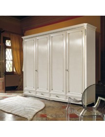 MOBILI 2G - Armadio classico 4 porte Legno bianco argento oro 290x65x257 vista frontale