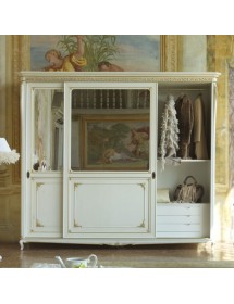 MOBILI 2G - Armadio classico 2 porte scorrevoli Legno bianco argento oro 290x68x254 vista frontale