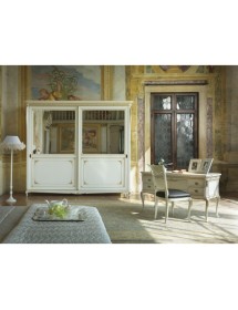 MOBILI 2G - Armadio classico 2 porte scorrevoli Legno bianco argento oro 290x68x254 vista frontale