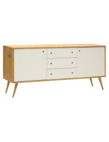 MOBILI 2G - CREDENZA ABETE SPAZZOLATO LACCATO BIANCO 185X50X84