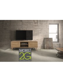 MOBILI 2G - PORTA TV IN LEGNO ABETE SPAZZOLATO NATURALE 160X45X55 (884) vista frontale
