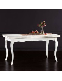 MOBILI 2G - Tavolo classico allungabile legno bianco 100x70 120x80 140x80 160x85 vista frontale