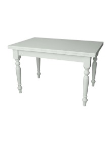 MOBILI 2G - Tavolo Allungabile Legno Bianco gamba tornita 100x70 120x80 140x80 160x85 vista frontale