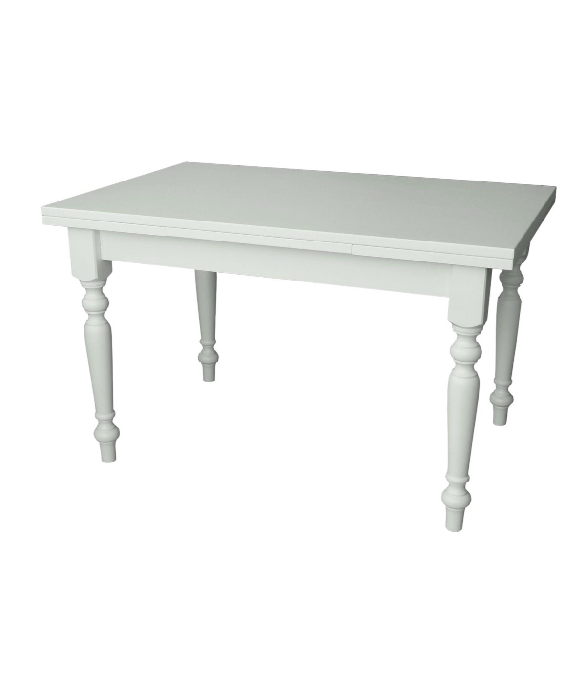 MOBILI 2G - Tavolo Allungabile Legno Bianco gamba tornita 100x70 120x80 140x80 160x85 vista frontale