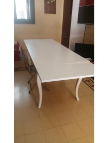 MOBILI 2G - Tavolo Classico Allungabile Legno Bianco 100x70 120x80 140x80 160x85 vista laterale