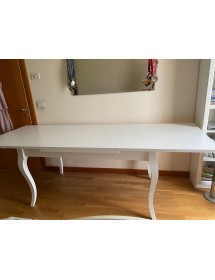 MOBILI 2G - Tavolo Classico Allungabile Legno Bianco 100x70 120x80 140x80 160x85 vista laterale aperto
