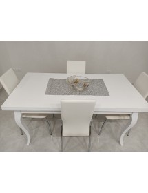 MOBILI 2G - Tavolo Classico Allungabile Legno Bianco 100x70 120x80 140x80 160x85 vista laterale