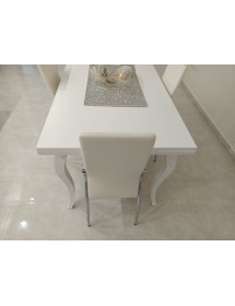 MOBILI 2G - Tavolo Classico Allungabile Legno Bianco 100x70 120x80 140x80 160x85 vista laterale