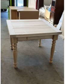 MOBILI 2G - Tavolo quadrato Allungabile a libro In Legno massello grezzo 100x100x80 vista frontale