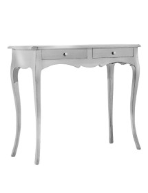 MOBILI 2G - Consolle classica 2 cassetti legno foglia argento 96x41x80 VISTA FRONTALE