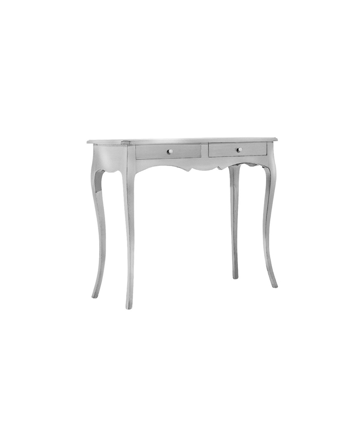 MOBILI 2G - Consolle classica 2 cassetti legno foglia argento 96x41x80 VISTA FRONTALE