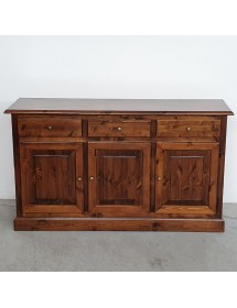 MOBILI 2G - Madia credenza 3 porte massello pino rustica tinta noce 147X45X85 vista frontale