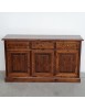 MOBILI 2G - Madia credenza 3 porte massello pino rustica tinta noce 147X45X85 vista frontale