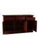 MOBILI 2G - Madia credenza 3 porte massello pino rustica tinta noce 147X45X85 vista frontale aperta
