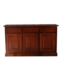 MOBILI 2G - Madia credenza 3 porte massello pino rustica tinta noce 147X45X85 vista frontale