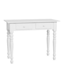 MOBILI 2G - Scrivania 2 cassetti bianco shabby tornita 105x55x78 vista frontale