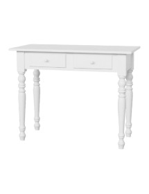 MOBILI 2G - Scrivania 2 cassetti bianco shabby tornita 105x55x78 vista frontale