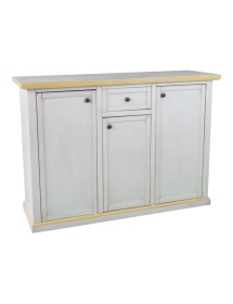 MOBILI 2G - Credenza 3 porte 1 cassetto bianco anticato filo ocra 120x39x85 VISTA FRONTALE