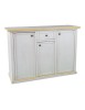 MOBILI 2G - Credenza 3 porte 1 cassetto bianco anticato filo ocra 120x39x85 VISTA FRONTALE