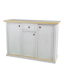 MOBILI 2G - Credenza 3 porte 1 cassetto bianco anticato filo ocra 120x39x85 VISTA FRONTALE