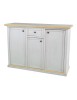 MOBILI 2G - Credenza 3 porte 1 cassetto bianco anticato filo ocra 120x39x85 VISTA FRONTALE