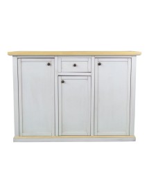 MOBILI 2G - Credenza 3 porte 1 cassetto bianco anticato filo ocra 120x39x85 VISTA FRONTALE