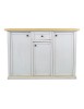MOBILI 2G - Credenza 3 porte 1 cassetto bianco anticato filo ocra 120x39x85 VISTA FRONTALE