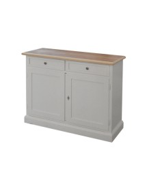 MOBILI 2G - Credenza 2 Ante 2 cassetti shabby bianco naturale Legno 105X42X85 VISTA FRONTALE