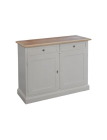 MOBILI 2G - Credenza 2 Ante 2 cassetti shabby bianco naturale Legno 105X42X85 VISTA FRONTALE