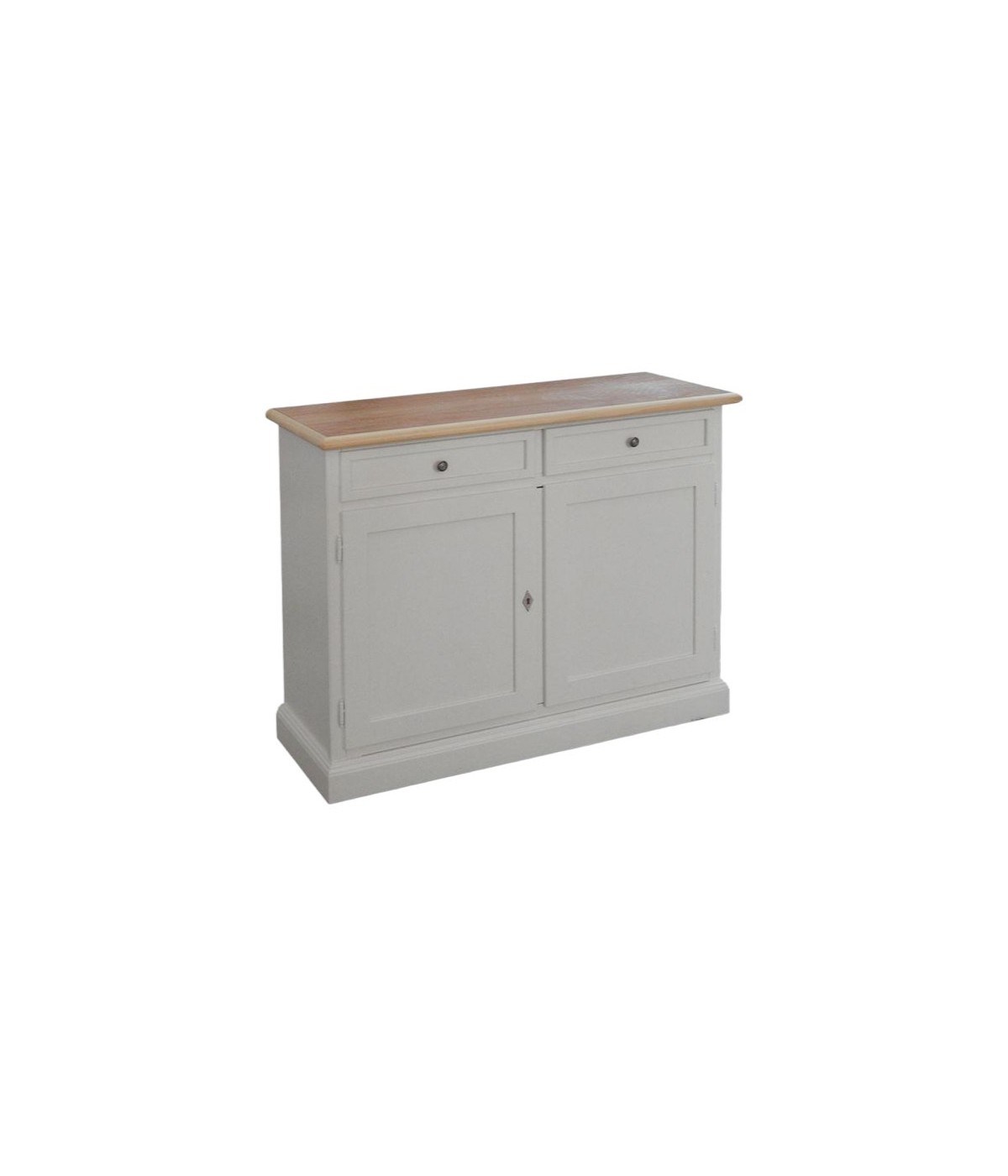 MOBILI 2G - Credenza 2 Ante 2 cassetti shabby bianco naturale Legno 105X42X85 VISTA FRONTALE