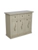 MOBILI 2G - Credenza 3 porte 3 cassetti shabby avorio anticato decori 100x39x85 VISTA FRONTALE