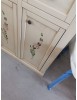 MOBILI 2G - Credenza 3 porte 3 cassetti shabby avorio anticato decori 100x39x85 VISTA FRONTALE DECORI