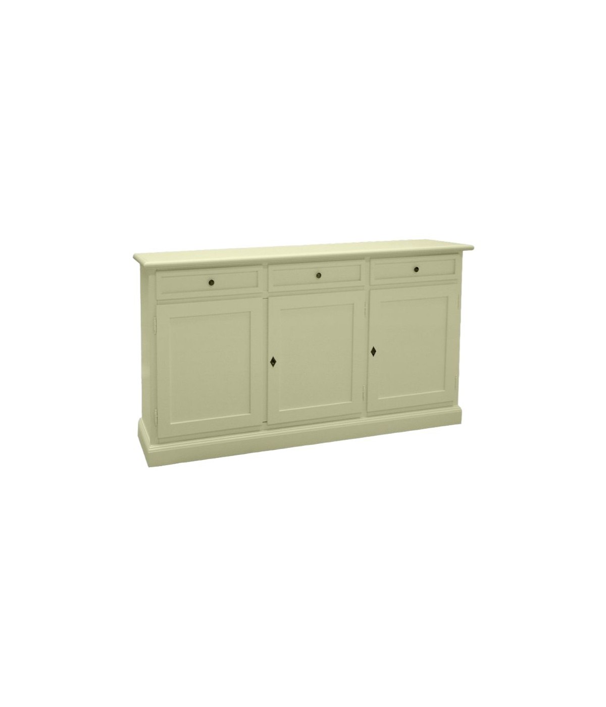 MOBILI 2G - Madia Credenza Shabby Chic In Legno 3 Porte Avorio 156x42x85 vista frontale