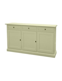 MOBILI 2G - Madia Credenza Shabby Chic In Legno 3 Porte Avorio 156x42x85 vista frontale