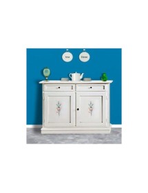 MOBILI 2G - Credenza 2 Ante 2 cassetti legno bianca decorata 105X42X85 VISTA FRONTALE