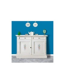 MOBILI 2G - Credenza 2 Ante 2 cassetti legno bianca decorata 105X42X85 VISTA FRONTALE