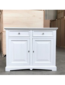 MOBILI 2G - Credenza shabby 2 ante Legno Bianco opaco 117X46X96 vista frontale