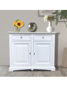 MOBILI 2G - Credenza shabby 2 ante Legno Bianco opaco 117X46X96 vista frontale