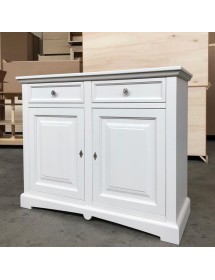 MOBILI 2G - Credenza shabby 2 ante Legno Bianco opaco 117X46X96 vista frontale